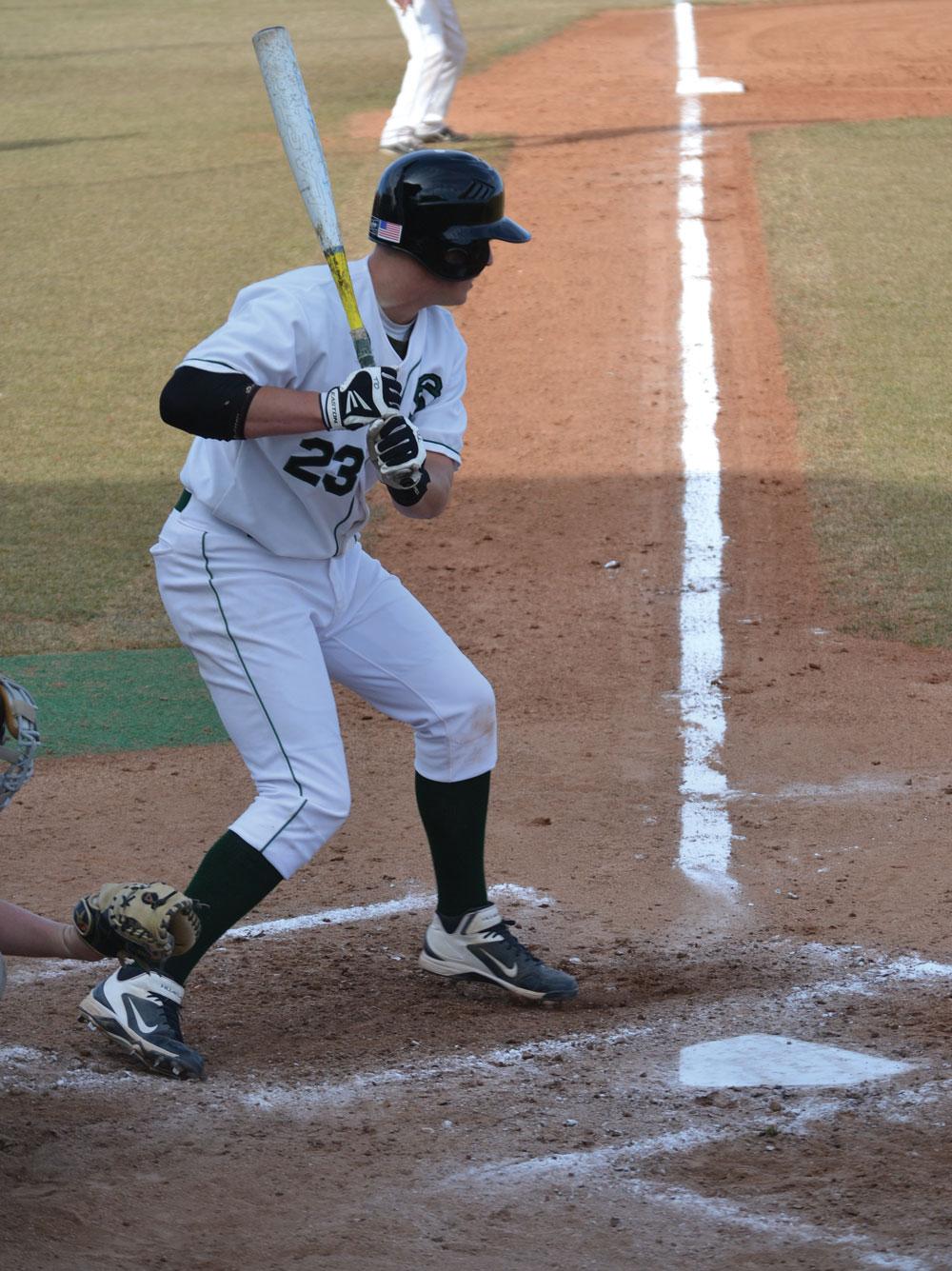 Crusader photo/Jose Medrano
Troy Owen gets ready to bat during the conference opening match against Butler on March 6.