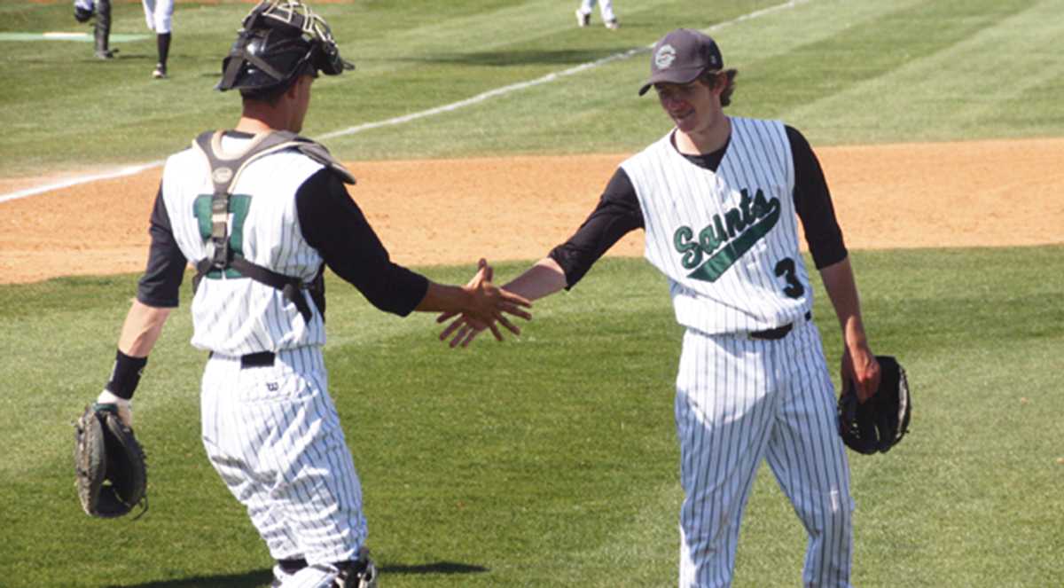 Courtesy photo/ Roy Allen Left handed pitcher Austin King defends the Saints throughout the game on April 18 against Cloud County. 