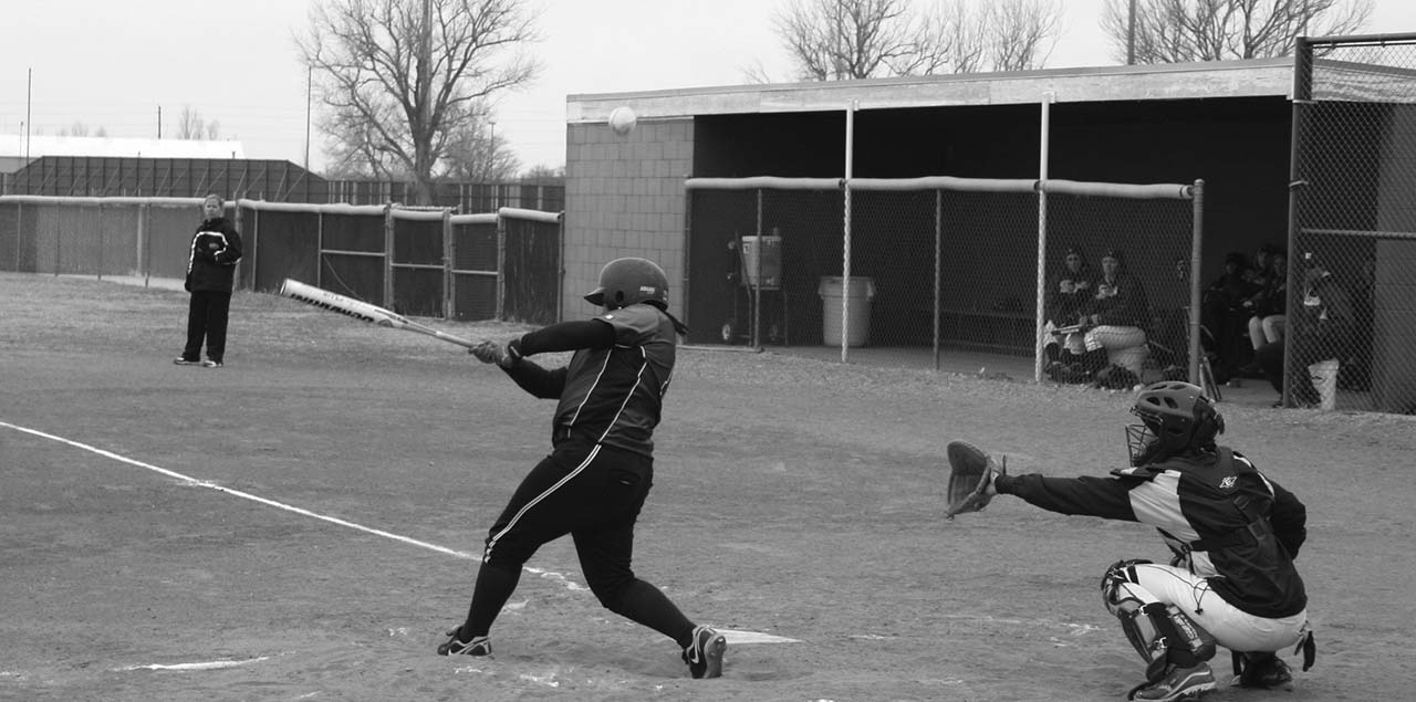 Monique Lopez fouls the ball when its her turn to bat during the Trinidad double header.The Lady Saints went off to win both games.
