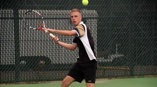 Courtesy photo/Roy Allen
Paul Arslanian, along with partner Tare Mariga, put Seward in a 3-0 lead with their match win over Kansas Wesleyan tennis duo
PJ Deloney and Mitchell Byers 8-1.