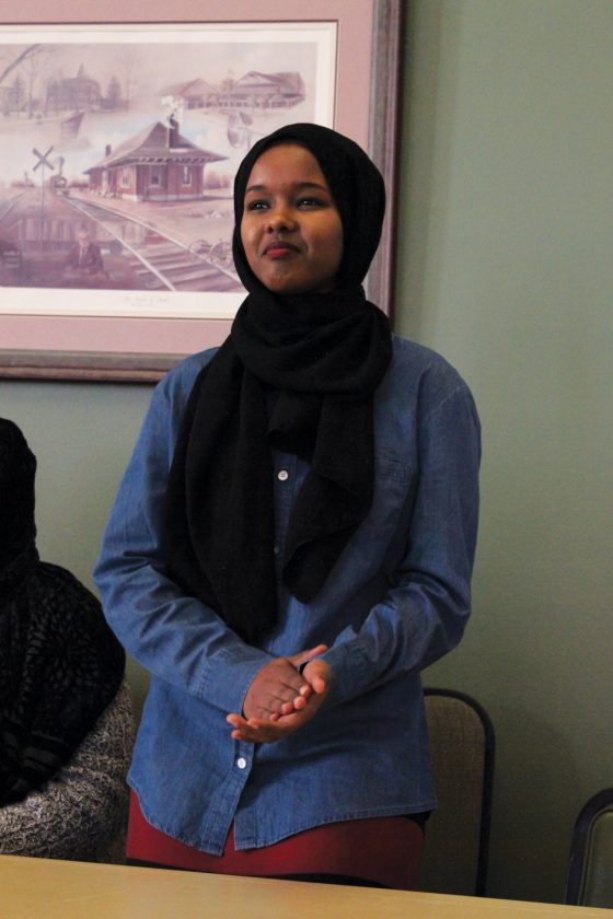 Ambiyo Farah helps translate gratitude and concerns from the Somali Community. Ambiyo is a student at the Seward County Community College. 