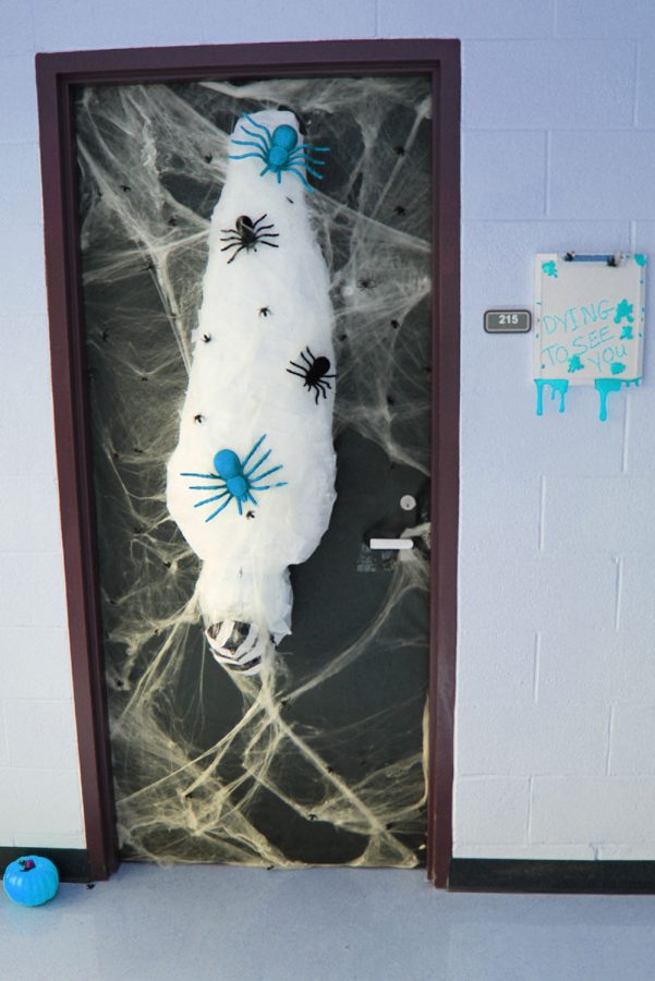 Roommates Victoria Rios and Aubrey Holt, decide to go with a creepy crawly theme for their door.