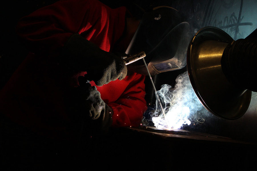 Everly Romero made his decision to go into welding when he was in high school. SCCC welding technology students learn to fuse metals using an electric arc or gas torch. Classes involve a lot of hands-on teaching and projects.