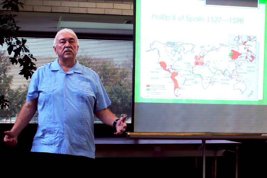 Dr. Chávez giving a presentation called, “Flour Power.”  His presentation was on the history of the humble tortilla.