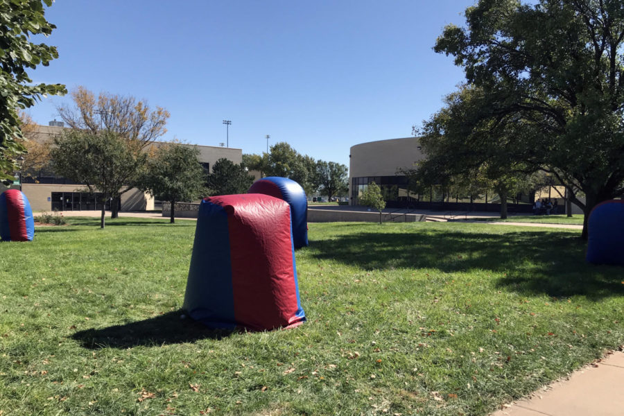 Students participate in bongo ball in between classes on Oct. 16. 
The game is fast paced with an obstacle course.
