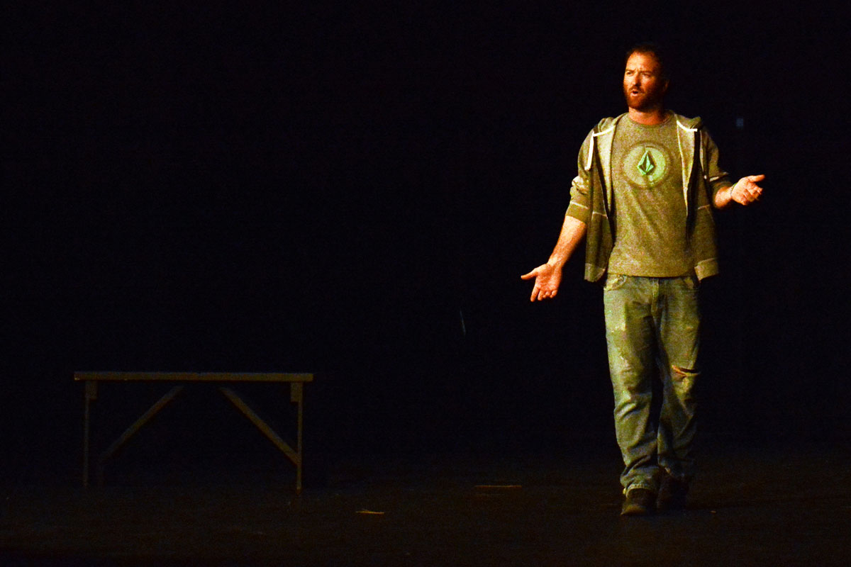 Derek Fuller practices a scene from the upcoming variety show, Mixed Plate. The SCCC theatre department will feature this cross selection of local talent Nov. 17 at 7 p.m.