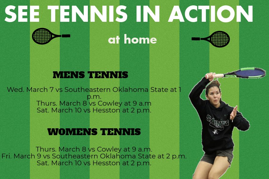 Both Saints and Lady Saints tennis will play at home throughout this week. Be sure to go out and support.