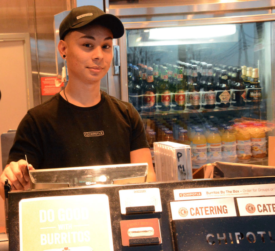 Elias West has been working at Chipotle for four years. West says he loves his job and serving their customers.