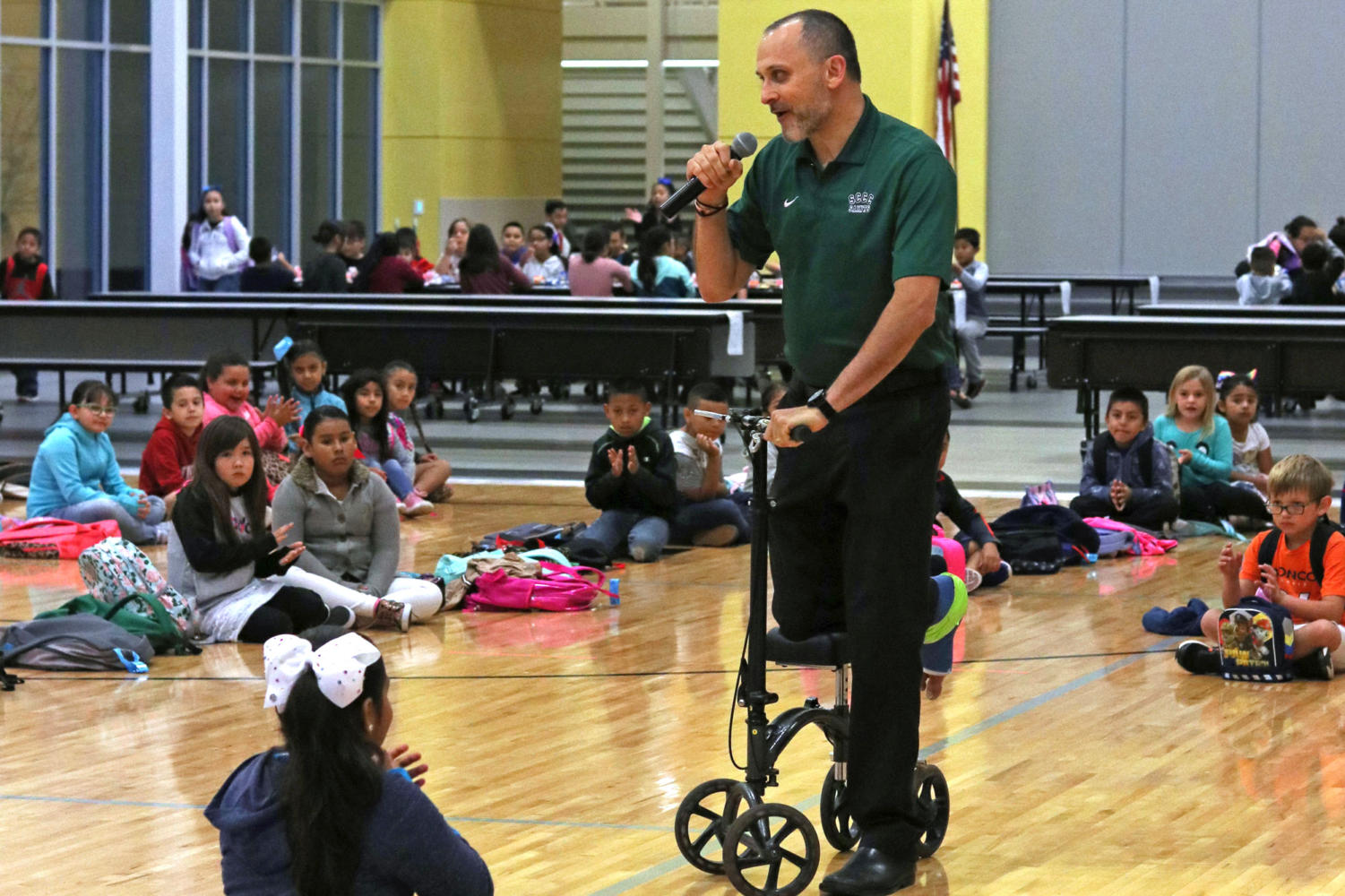 Students at Prairie View were eager to have president of Seward County Community College, Ken J. Trzaska, talk to them about Hispanic Heritage Month. Trzaska was excited as well to be involved with the kids and the community.