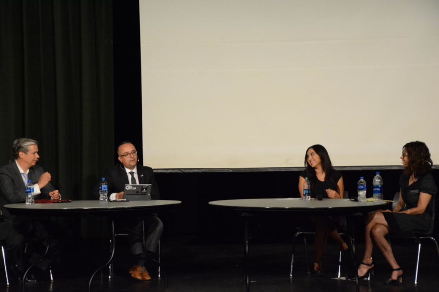 All four journalists Marco A. Alcocer, Enrique Rodriguez Franz, Janeth Vasquez, Valerie Mendoza are at Seward County Community College explaining how they got to where they are. 

