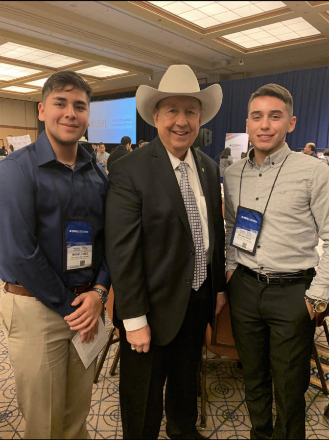 Perez and Erives meet with the Conference president Juan Andrade, Jr. 