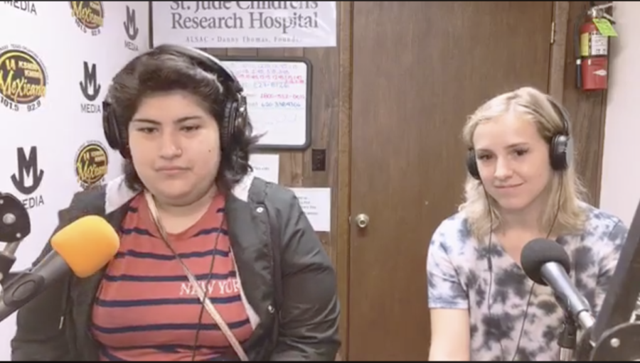 Co-editors, Michelle Mattich and Amberley Taylor, talk on the radio station, La Mexicana, about the Hispanic Heritage week and the projects they worked on for Humanities Kansas.