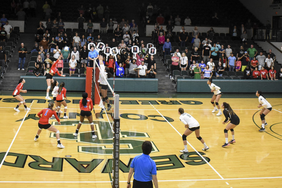 When the Lady Saints needed a boost to get things back on track with their game, fans came to the rescue. They yelled, screamed and waved signs to get high energy.