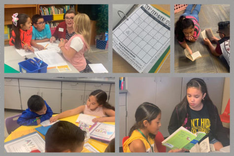 Pioneers students read daily and take home some books home to read to their families. As part of the Prairie View Elementary School dual-language program, students may read in English or Spanish.