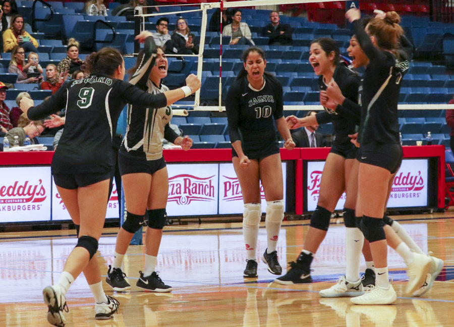 The Lady Saints are excited about the second set win against the Lady Bulldogs, making the game a nail biter for the Saints fans. Unfortunately, the Lady Bulldogs defeated the Lady Saints in match five and the score ended 19-17.