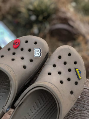 crocs with pins in them