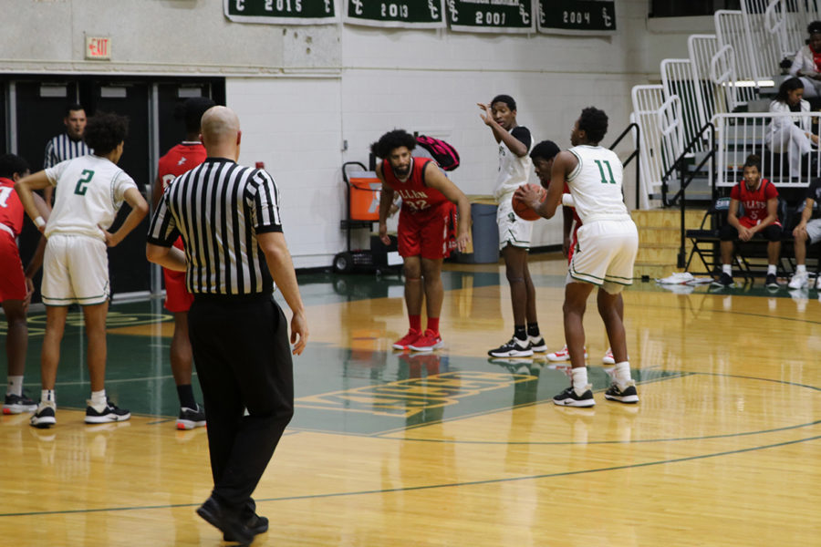Surakata Jawara shoots a free throw. The freshman from New York had a well-rounded game with nine points and eight rebounds.