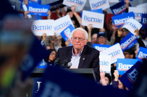 Sen. Bernie Sanders (D-VT) holds a rally hours before Super Tuesday at the Rivercentre in St. Paul, MN, on March 2, 2020.