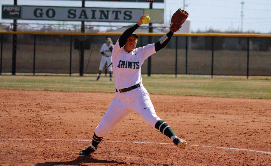 Hannah Schulman, freshman from Colorado Springs, helps her team get to victory with great pitching skills.
