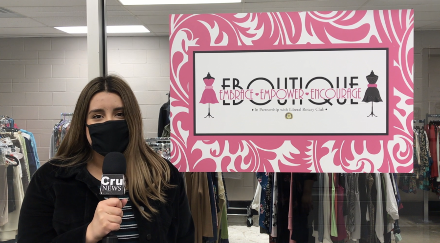 Maria Coronado, Liberal freshman, hosted a video on the grand re-opening of the EBoutique by the PBL club. It was Coronados first time as the talent on camera.