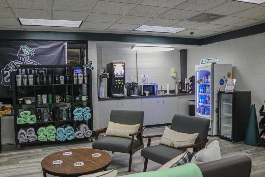 The bookstore also has a little nook where students can come and relax and enjoy their free hot drinks.

