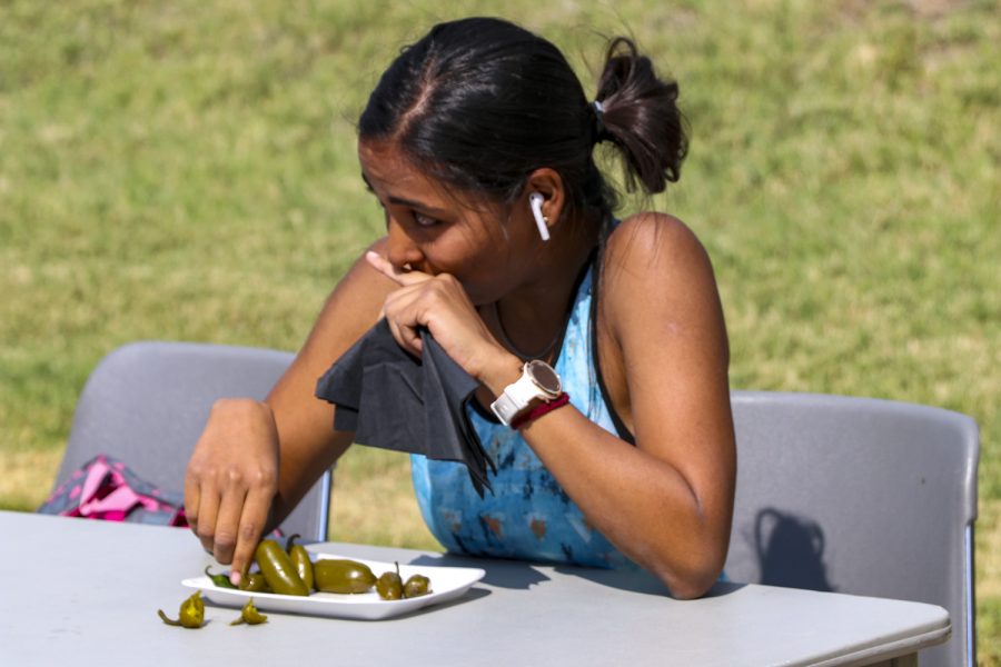 Monalisa Chakraborty, sophomore, only ate three peppers but felt that she could of done better if they had been smaller. Chakraborty said shes used to eating spicy things but it took a lot of effort to chew.