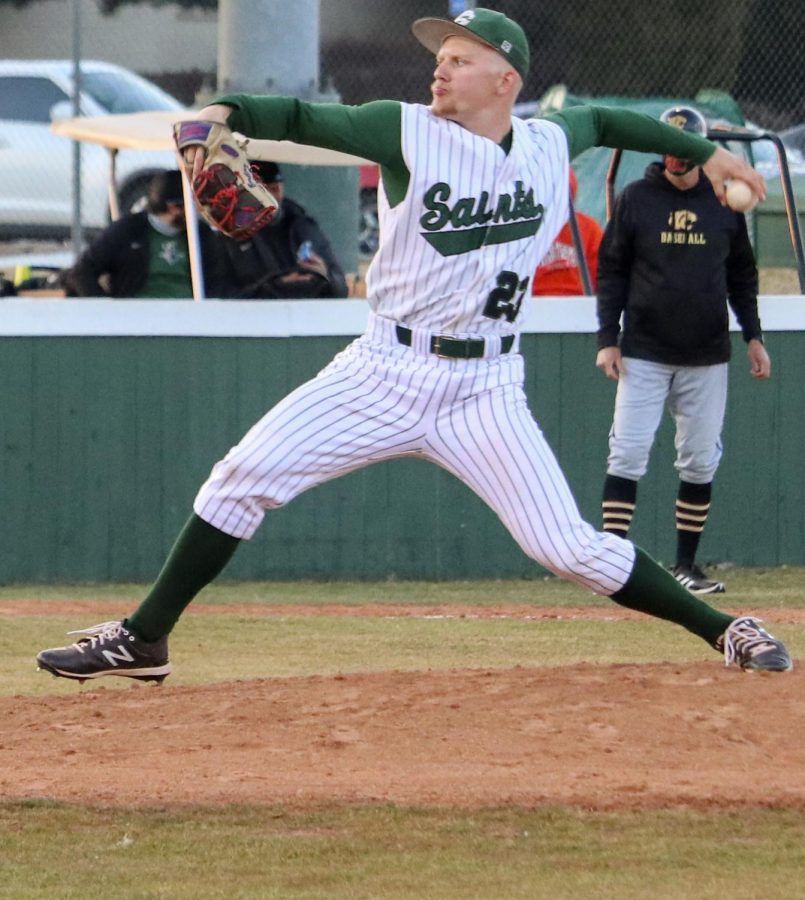 Colt Batling is a freshman from Marietta,Oklahoma. Batling was the starting picher for the first game in which the Saints won.  