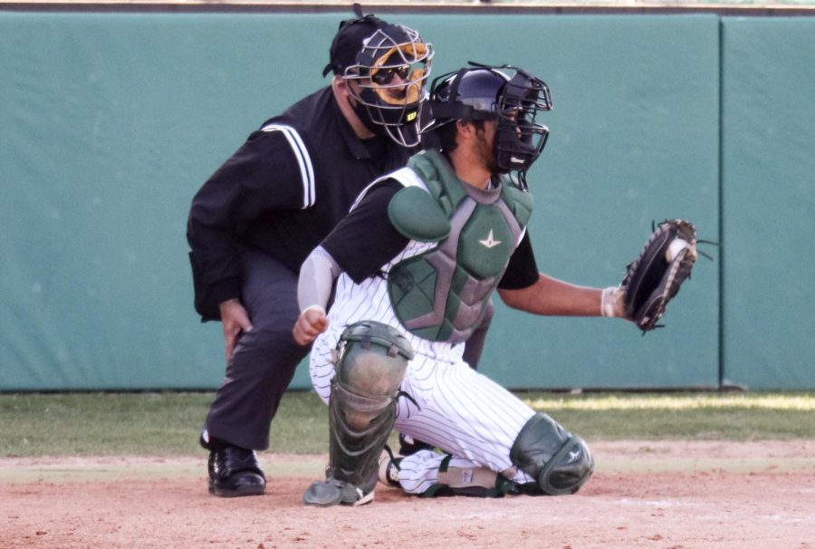 John Cantu pulls up at second for a double against Colby Community College, March 27. The Saints played four games against their conference foes over the weekend. Seward came away with three wins and one loss. Cantu is from Amarillo, Texas. 
