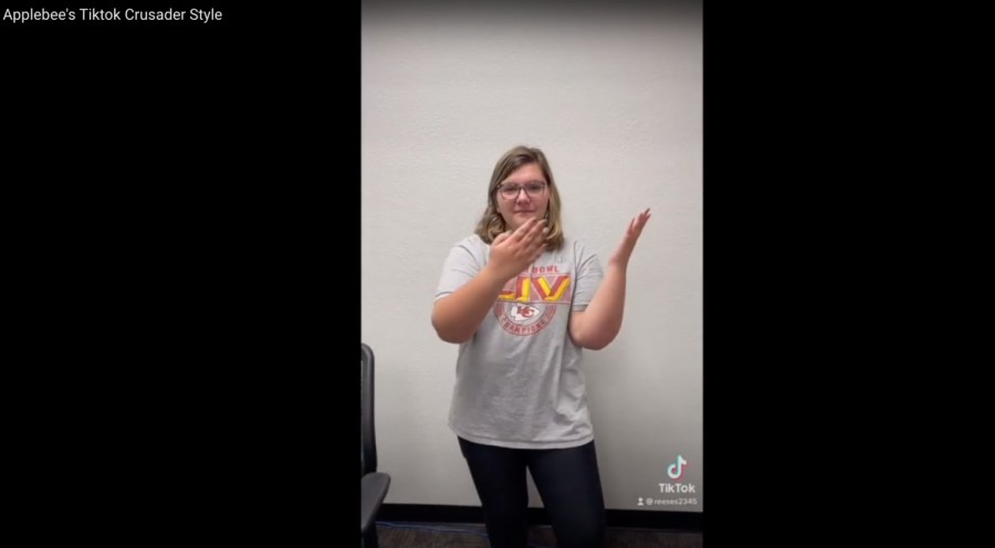 Faith Clifton, Liberal freshman, does the latest TikTok dance craze.