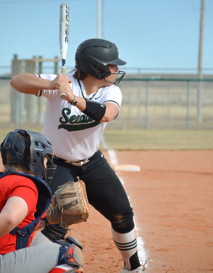 The catcher for the Lady Saints is Madeline Pack. Pack is a freshman from Lexington, Oklahoma. 