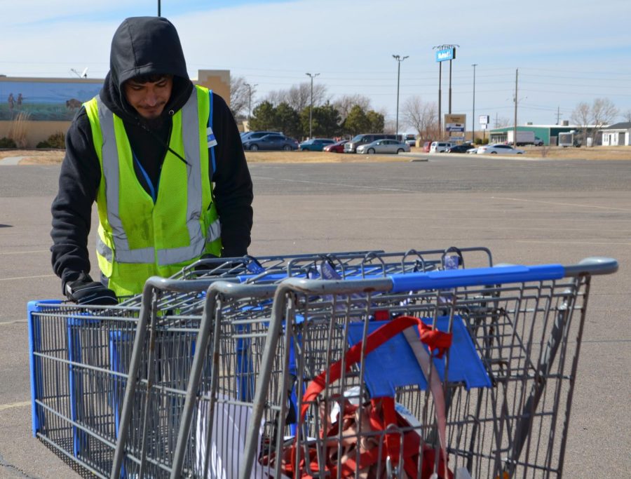 Brandon Rodriquez is a welding major from Turpin, Oklahoma, and now he lives in Liberal and works at Walmart; his job is pushing carts and he has worked there for one month. Rodriquez started to work at Walmart because the pay was good. His advice to anyone who is thinking about getting a job and going to school would be “If youre gonna do it don’t slack.”
