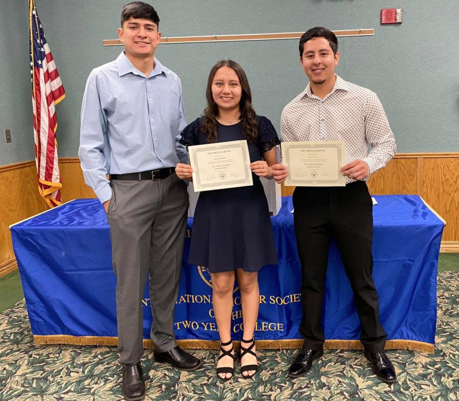 Israel Banuelos, pictured with Karina Rodriguez and Adrian Torress, is the Vice President of Phi Theta Kappa and he has been nominated for the Kansas All-Academic Team by the SCCC faculty. 