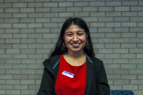 Elyse Adame is one of the representatives present at the transfer fair in the academic building. Over 10 different colleges were present for December graduates and transfer students to gain information. 