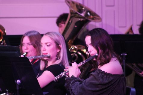 When the concert began, flute musicians Audra Langley and Aubrey Schumacher, who are both sophomores, played Russian Triptych. The song turned out to be the nights most popular tune. 