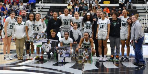 Last night was the last home game for the Lady Saints, and it was Sophomore Night. After their game, four Lady Saints sophomores were recognized. 