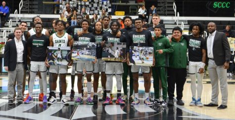 Last night was not only the Saints’ last home game but it was also their sophomore night. Before their game, four sophomores were recognized for the Saints.