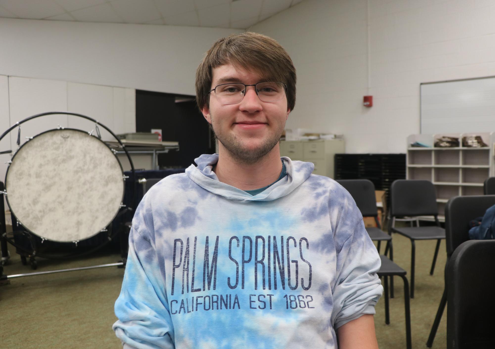 Joe Haskell, a freshman at Seward County Community College, readies up for choir practice. When being interviewed for his UpClose, Haskell answered many of the questions with sarcasm and or with humor in mind. 