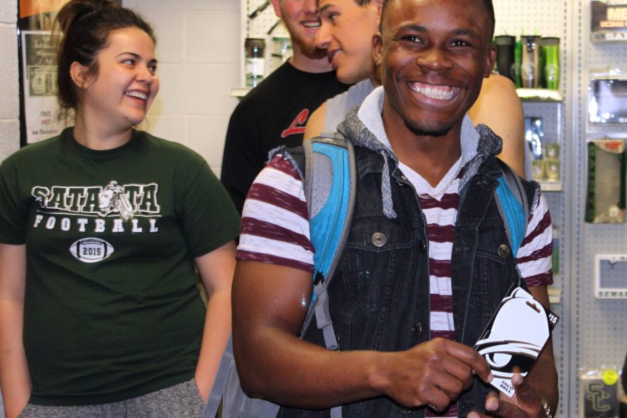 Accounting major, Patrick Blanc, is happy with his $15 gift card to Taco Bell!