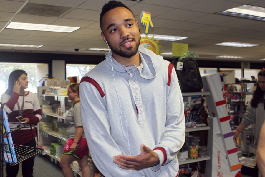 Aaron Washington expresses that there just aren't any eggs left to find. Students canvassed the store quickly. Latecomers were at a disadvantage.