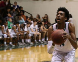 Small attempts to make his free-throws during the first half against Neosho Community College. Small is very effective at finishing at the basket and normally confirming his free-throws.
