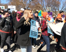 Sarahi Aguilera, sophomore pre-law major, marches during the March 5 DACA protest in Washington D.C. Aguilera has been to the nation's capitol six times to help fight for Dreamers, including herself.