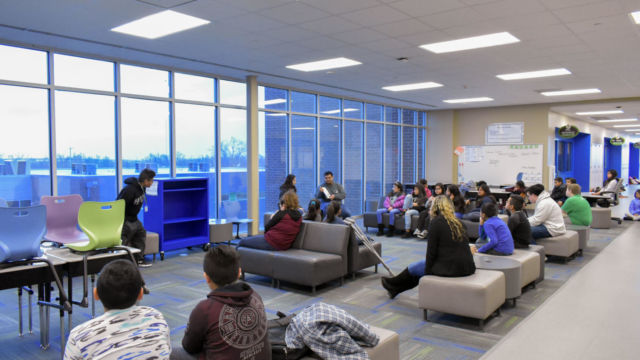 On Feb. 27 at Meadowlark Elementary, young students sat comfortably to listen to SCCC students, Cassandra Arredondo and Aiden Gomez read to them.
