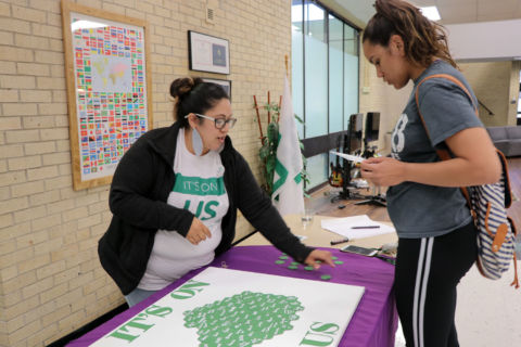 On April 24, LARC DVS and SCCC teamed up to host a video release party for a video that was produced by SCCC concurrent student, Hunter Thomas for the “it’s On Us” campaign. Colleges around the nation participate and pledge to put an end to sexual assault. The video was originally an assignment for Tyler Parks Digital Video Editing II class.