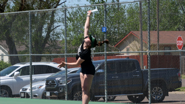 Freshman Sofia Belluco played in singles against Gwendolen Sior of Barton Community College. Belluco ended up winning singles by 6-2 and 6-1.